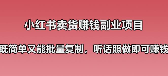 小红书卖货赚钱副业笔记：既简单又能批量复制，只要听话照做就可以赚钱！