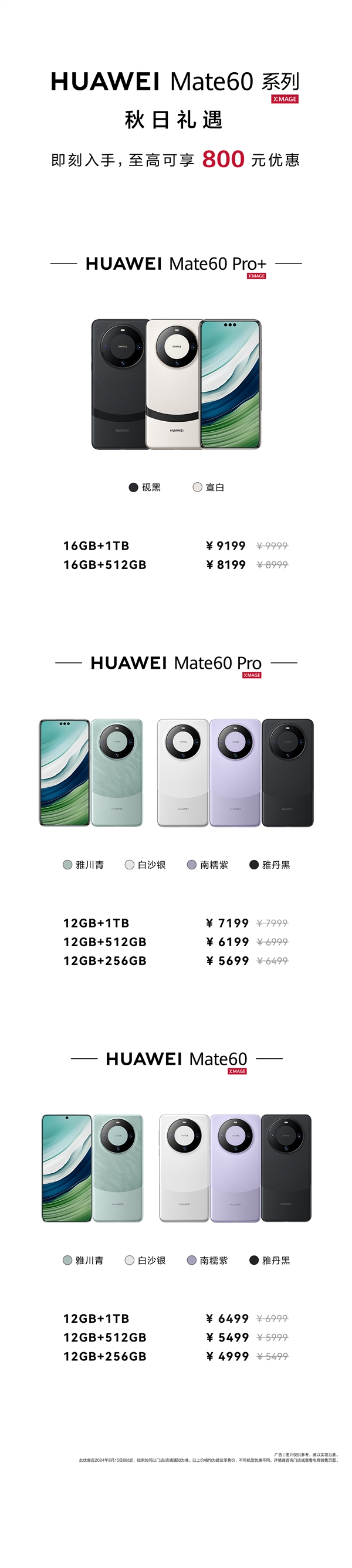 华为官宣Mate 60系列降价：最高优惠800元 全系价格一图看懂（华为.看懂.全系）