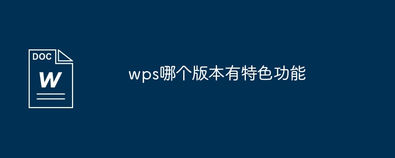 wps哪个版本有特色功能