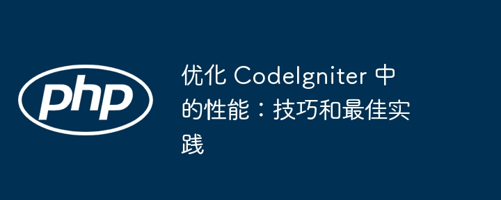 优化 CodeIgniter 中的性能：技巧和最佳实践（性能.优化.实践.技巧.CodeIgniter...）