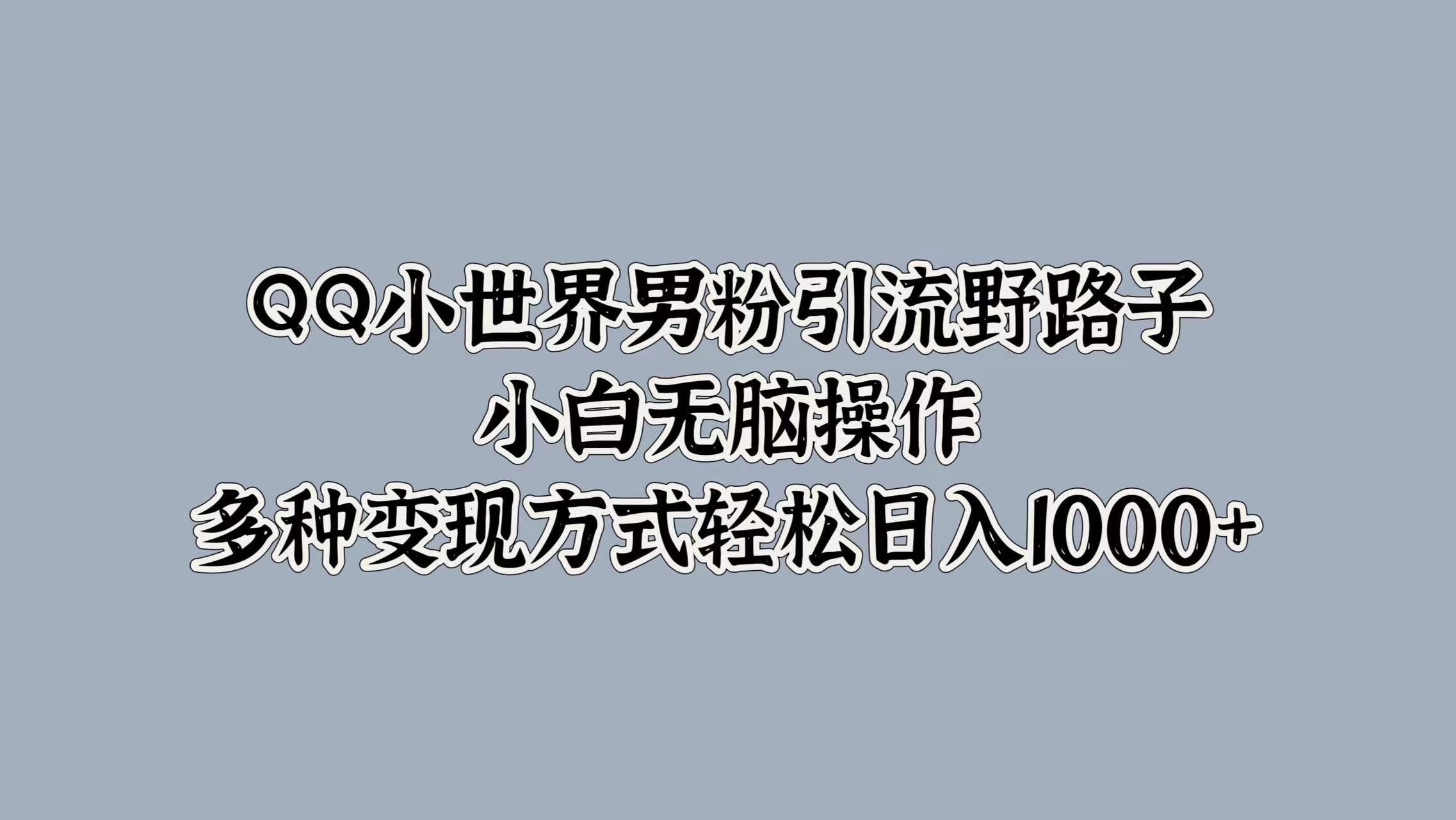 QQ小世界男粉引流野路子，小白无脑操作，多种变现方式（引流,变现,路子,多种,操作....）