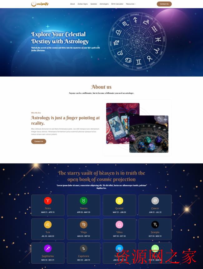 星座占卜资讯HTML5网站模板(占卜,模板,星座,网站,资讯......)