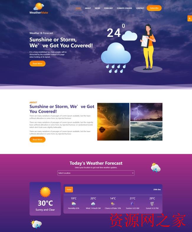 响应式天气预报宣传网站模板(响应,天气预报,模板,宣传,网站......)
